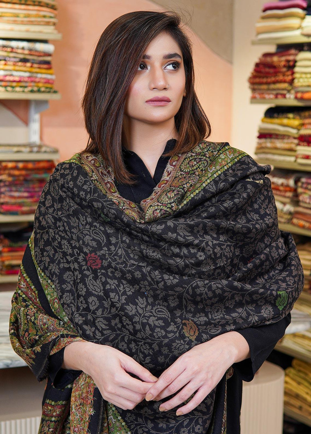 Sanaulla Exclusive Range  Pashmina  Shawls MAMA-32 Multi-5 - Pashmina Shawls