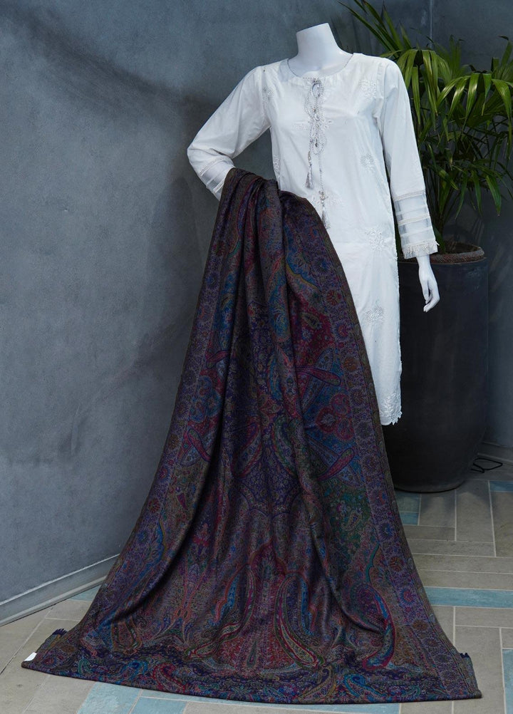 Sanaulla Exclusive Range  Jamawar  Shawls MAMA-42 Blue-1 - Pashmina Shawls