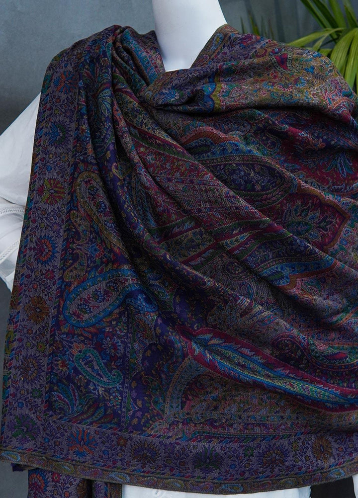 Sanaulla Exclusive Range  Jamawar  Shawls MAMA-42 Blue-1 - Pashmina Shawls