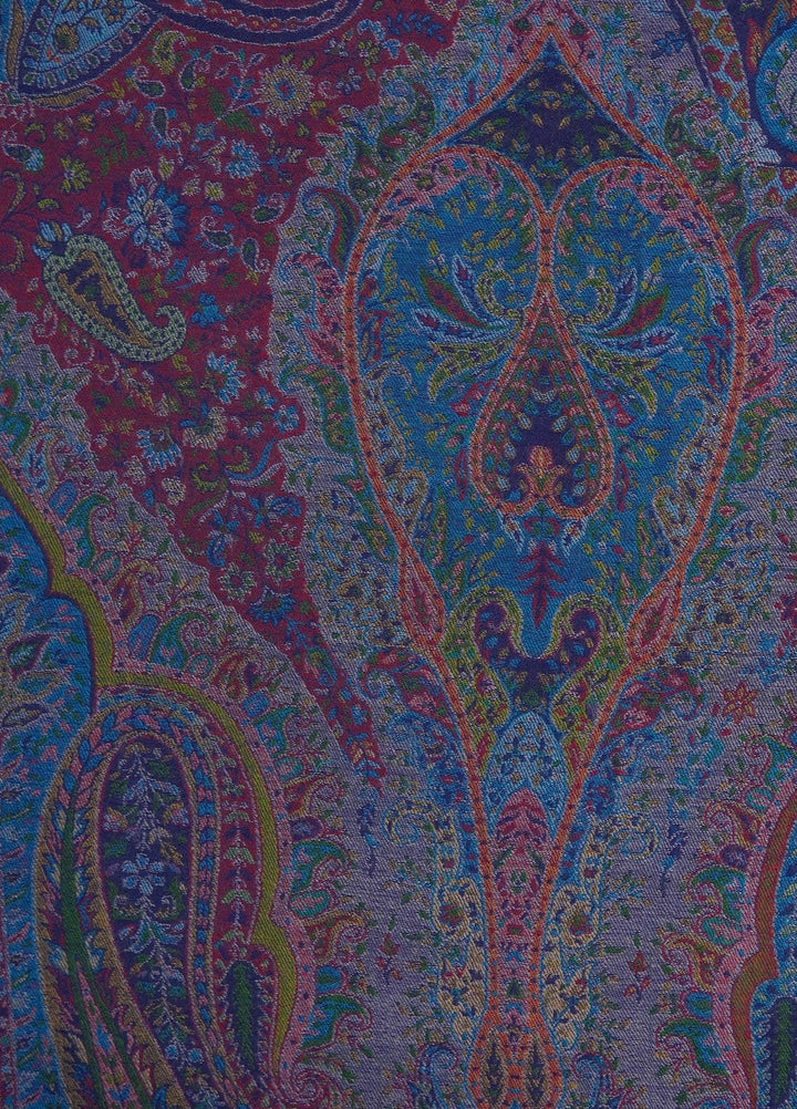 Sanaulla Exclusive Range  Jamawar  Shawls MAMA-42 Blue-1 - Pashmina Shawls