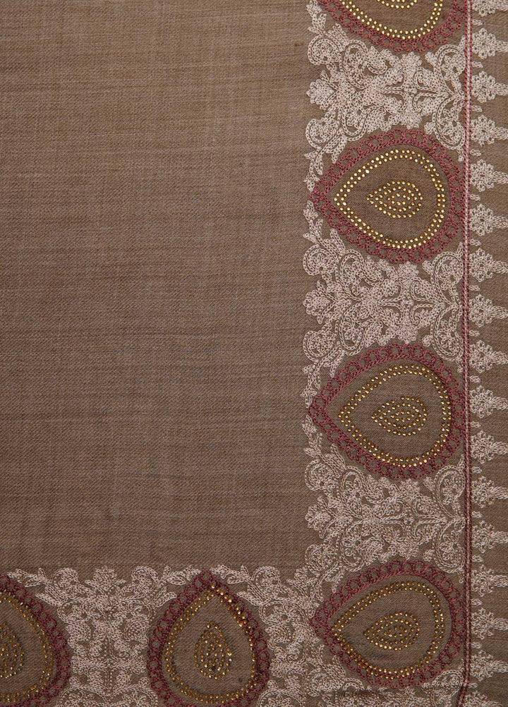 Sanaulla Exclusive Range  Pashmina  Shawls MAMA-51 Brown-1 - Pashmina Shawls