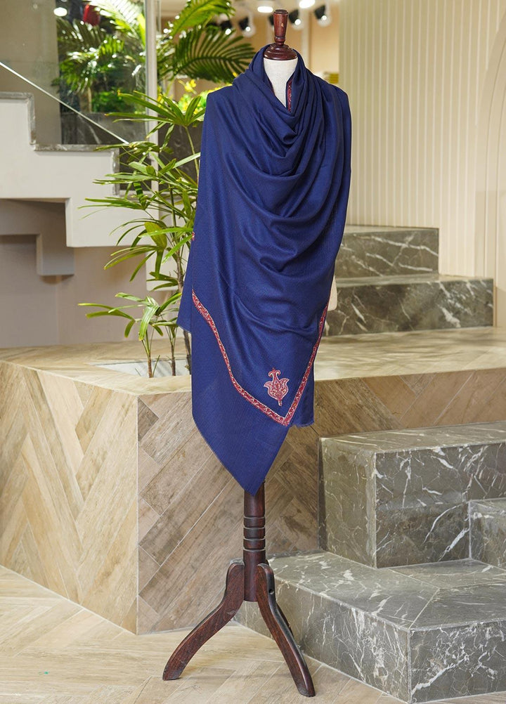 Sanaulla Exclusive Range  Pashmina  Shawls MAMA-14 Navy Blue - Pashmina Shawls