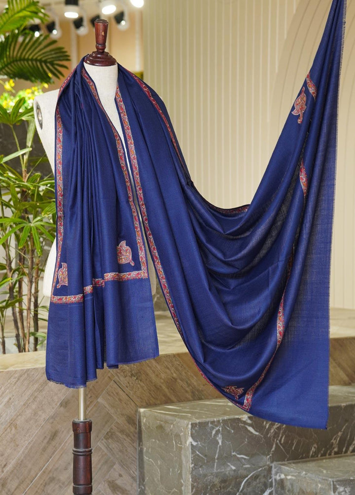 Sanaulla Exclusive Range  Pashmina  Shawls MAMA-14 Navy Blue - Pashmina Shawls