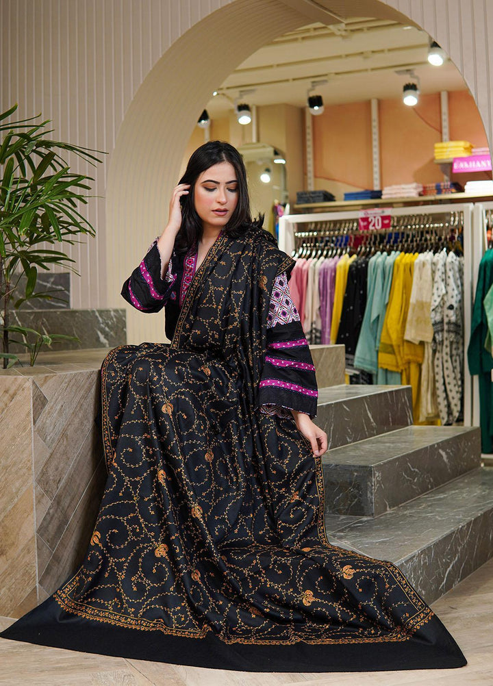 Sanaulla Exclusive Range  Pashmina  Shawls MAMA-17 Black-2 - Pashmina Shawls