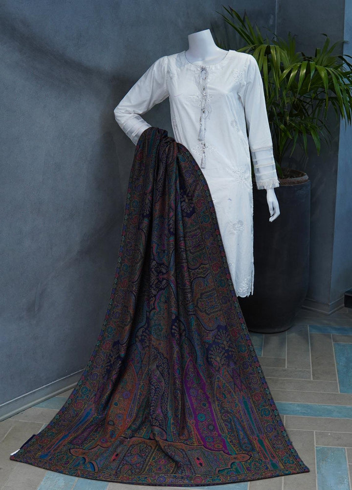 Sanaulla Exclusive Range  Jamawar  Shawls MAMA-42 Blue-2 - Pashmina Shawls