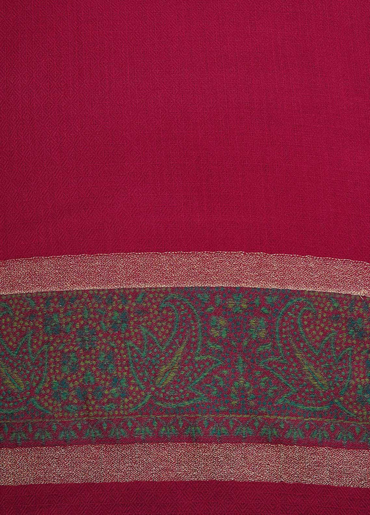 Sanaulla Exclusive Range  Pashmina  Shawls MAMA-44 Maroon - Pashmina Shawls