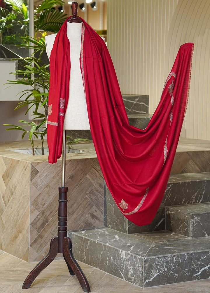 Sanaulla Exclusive Range  Pashmina  Shawls MAMA-14 Red-1 - Pashmina Shawls