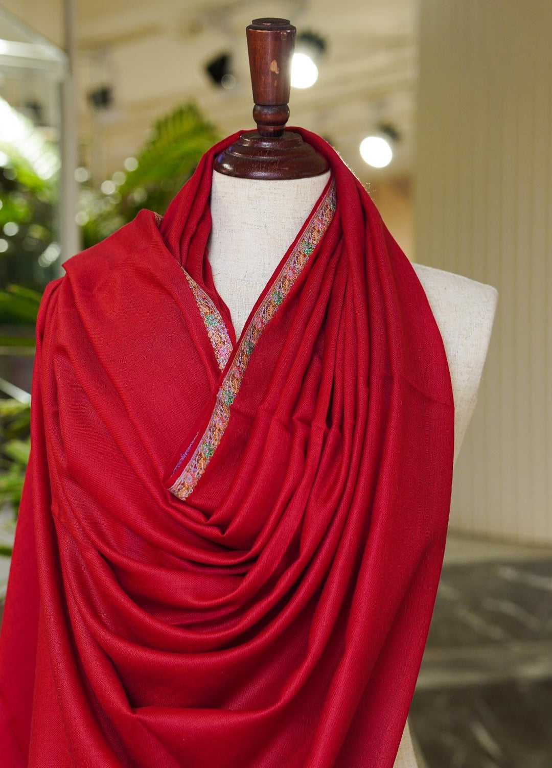 Sanaulla Exclusive Range  Pashmina  Shawls MAMA-14 Red-1 - Pashmina Shawls