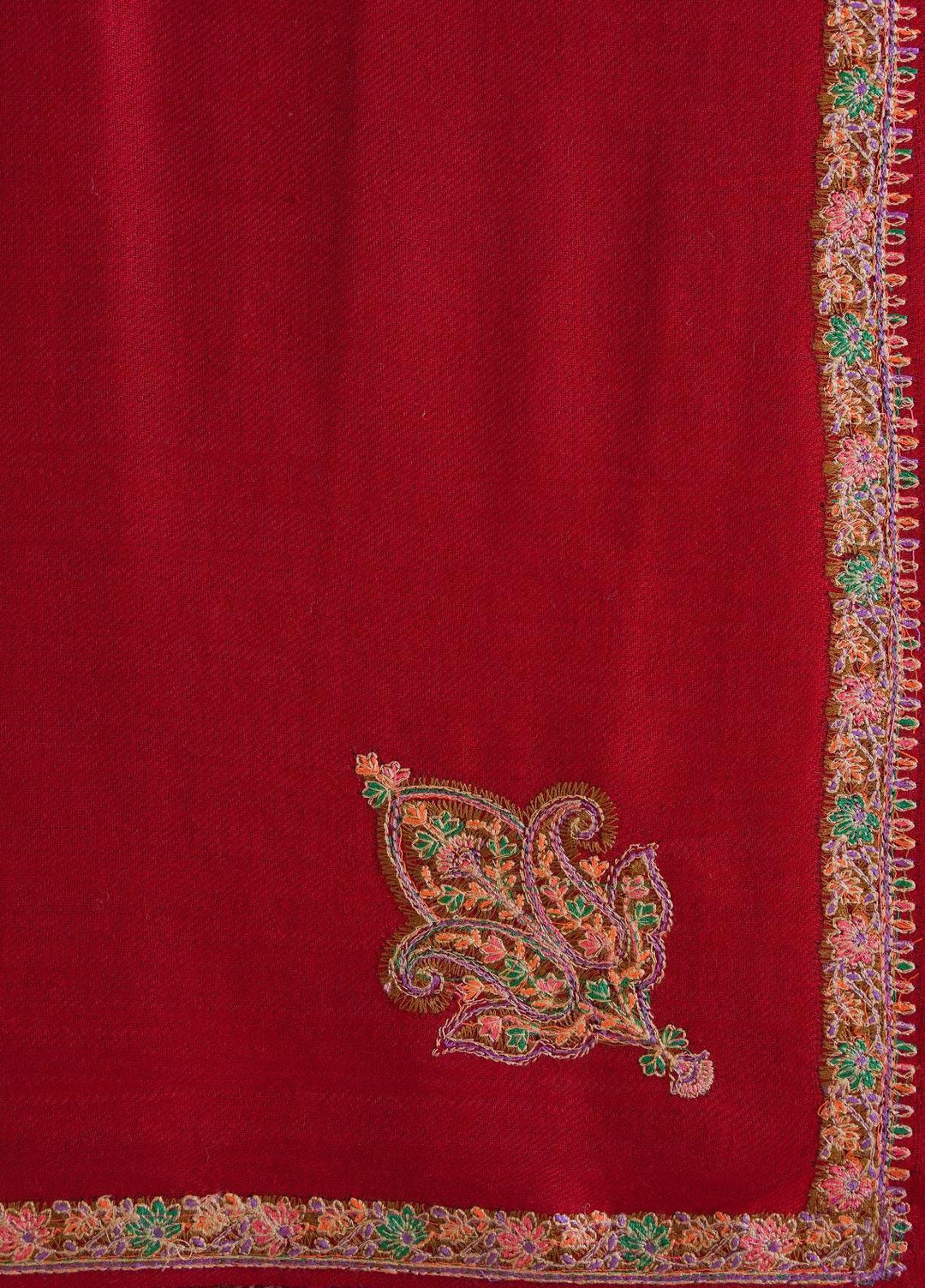 Sanaulla Exclusive Range  Pashmina  Shawls MAMA-14 Red-1 - Pashmina Shawls