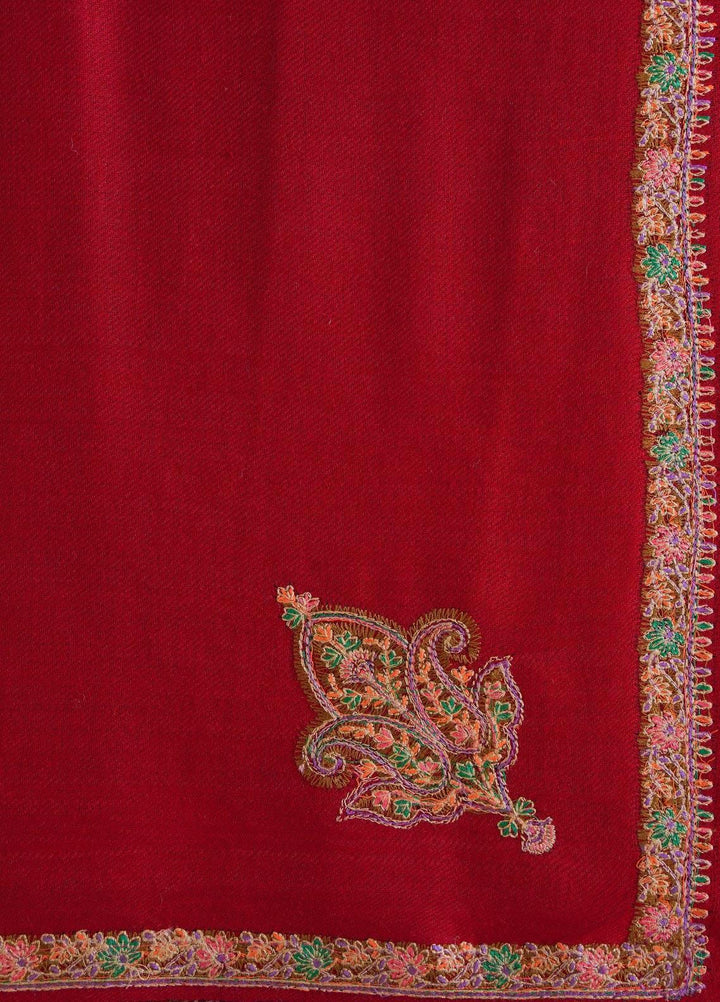 Sanaulla Exclusive Range  Pashmina  Shawls MAMA-14 Red-1 - Pashmina Shawls