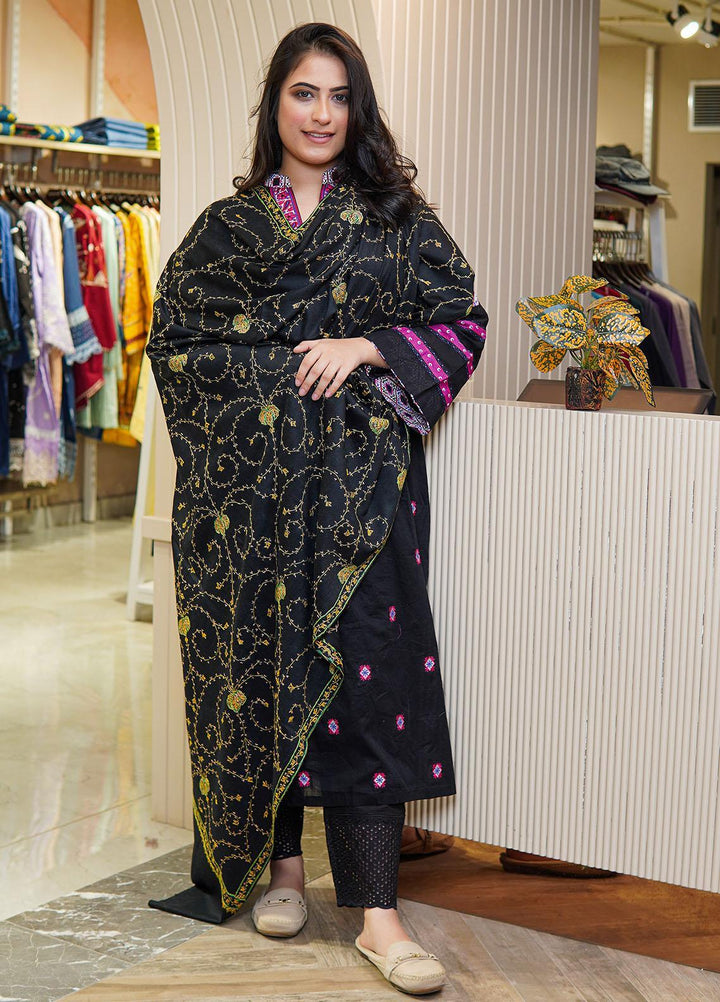 Sanaulla Exclusive Range  Pashmina  Shawls MAMA-17 Black-3 - Pashmina Shawls