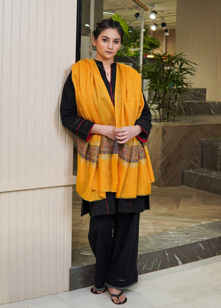 Sanaulla Exclusive Range  Pashmina  Shawls MAMA-44 Yellow - Pashmina Shawls