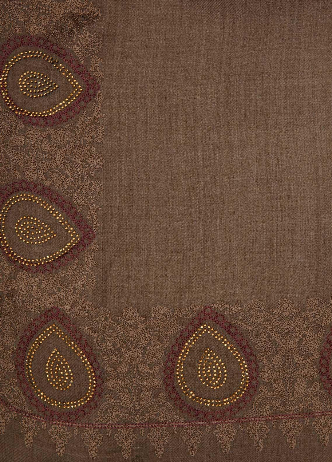 Sanaulla Exclusive Range  Pashmina  Shawls MAMA-51 Brown-3 - Pashmina Shawls