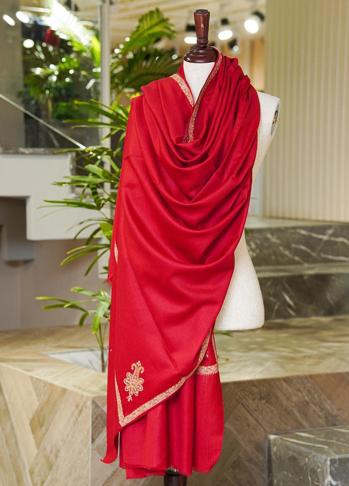 Sanaulla Exclusive Range  Pashmina  Shawls MAMA-14 Red-2 - Pashmina Shawls
