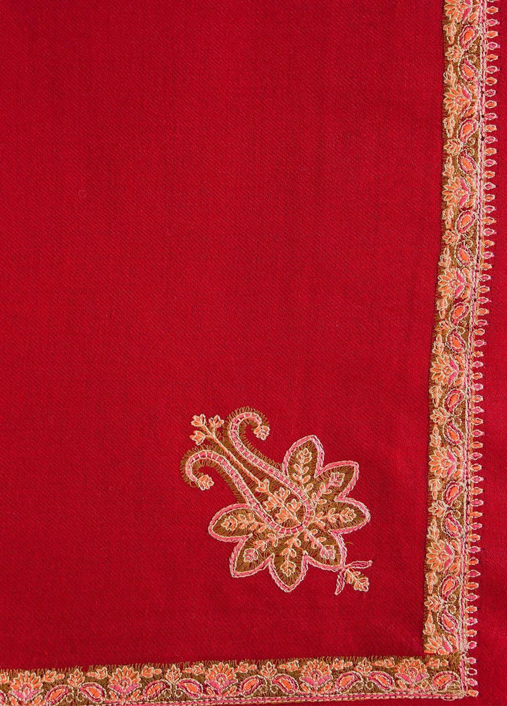 Sanaulla Exclusive Range  Pashmina  Shawls MAMA-14 Red-2 - Pashmina Shawls
