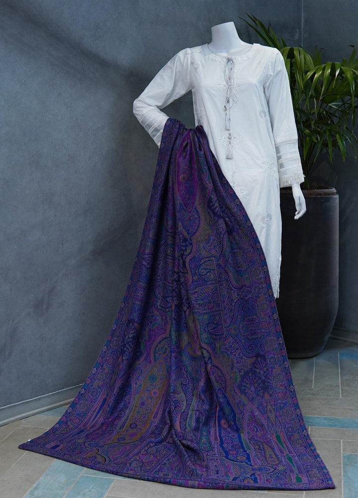 Sanaulla Exclusive Range  Jamawar  Shawls MAMA-42 Blue-4 - Pashmina Shawls