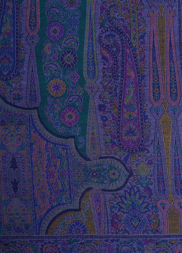 Sanaulla Exclusive Range  Jamawar  Shawls MAMA-42 Blue-4 - Pashmina Shawls