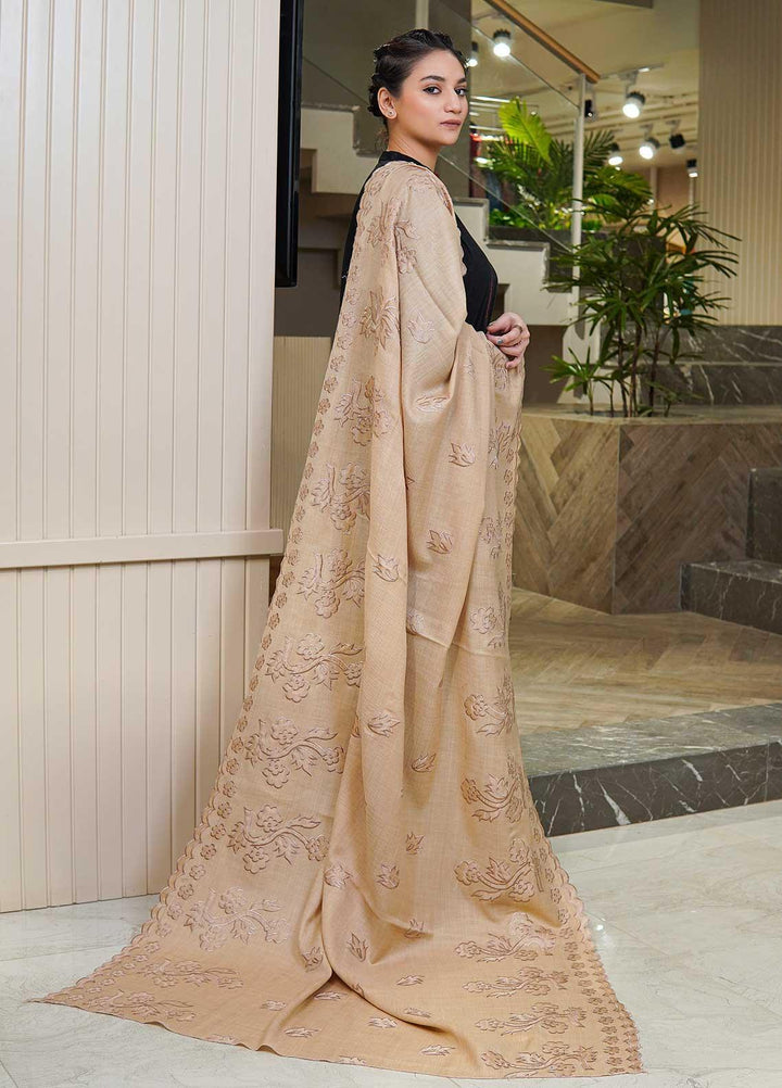 Sanaulla Exclusive Range  Pashmina  Shawls MAMA-49 Fawn-1 - Pashmina Shawls