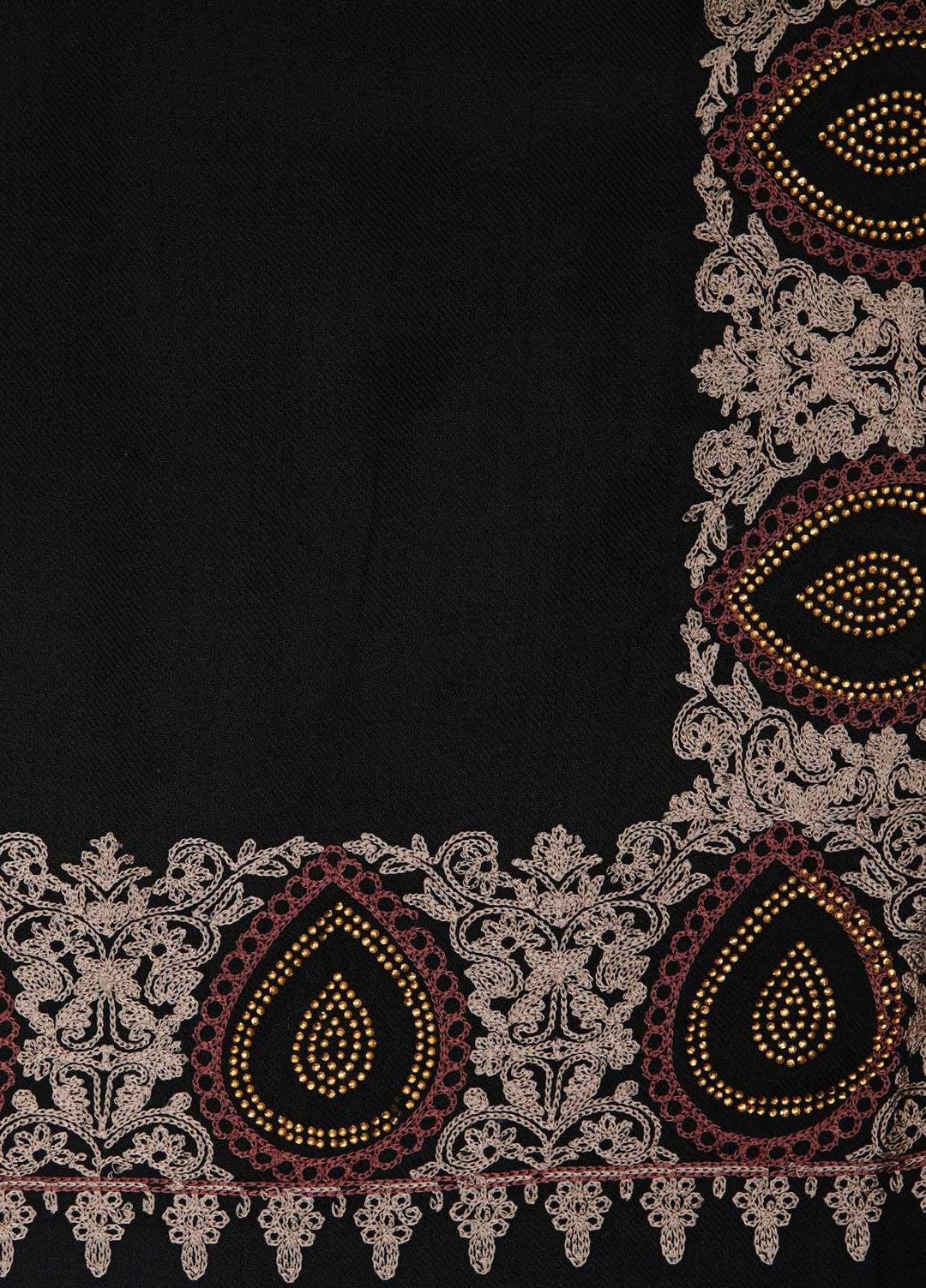 Sanaulla Exclusive Range  Pashmina  Shawls MAMA-51 Black - Pashmina Shawls