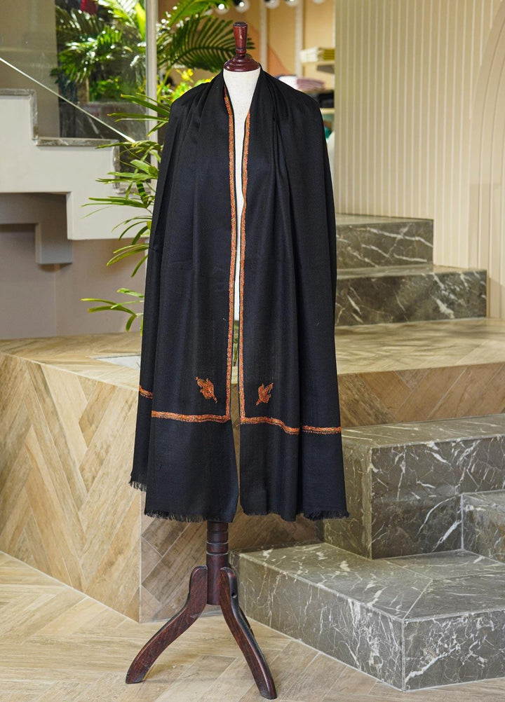 Sanaulla Exclusive Range  Pashmina  Shawls MAMA-15 Black-2 - Pashmina Shawls