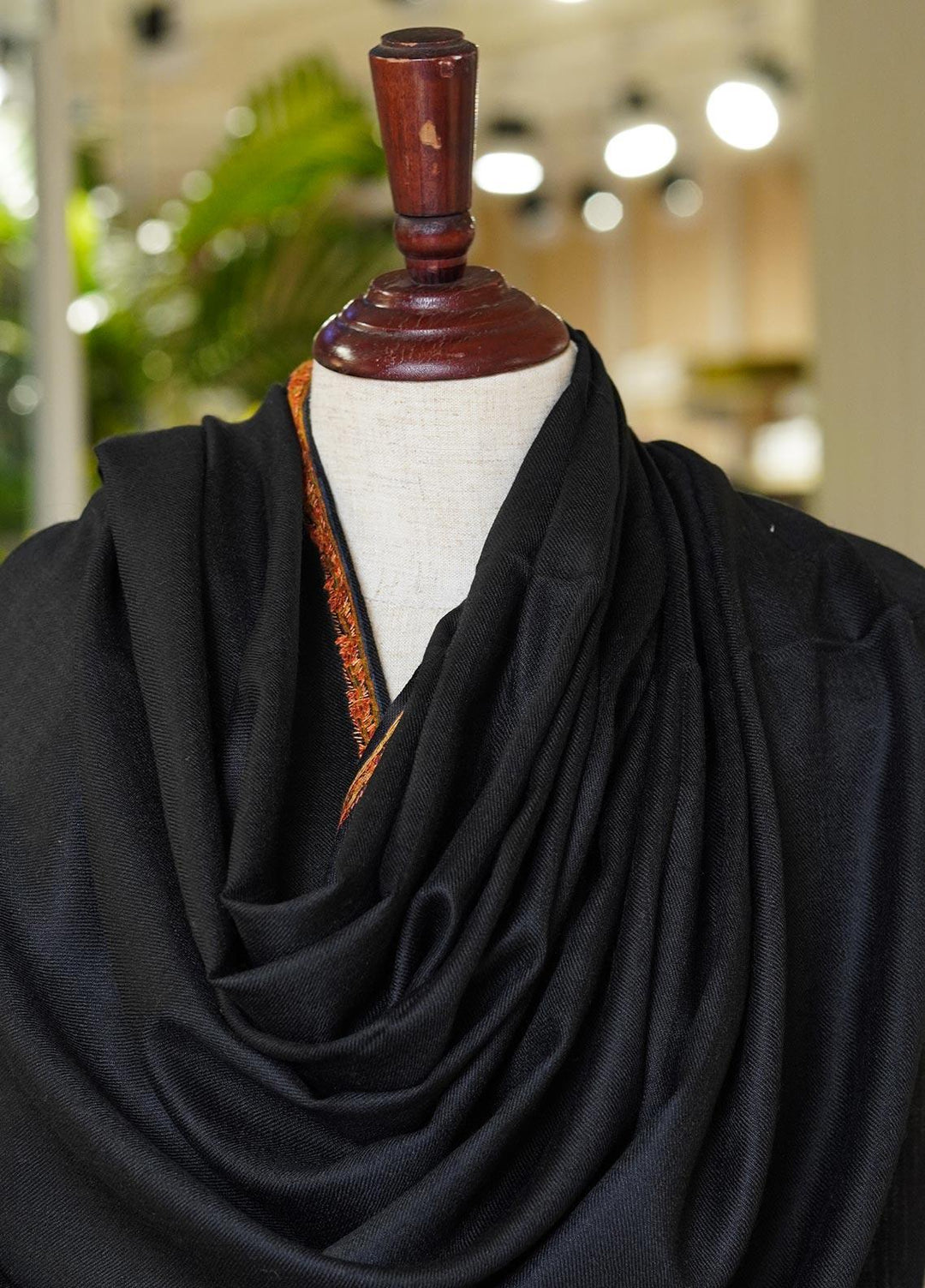 Sanaulla Exclusive Range  Pashmina  Shawls MAMA-15 Black-2 - Pashmina Shawls