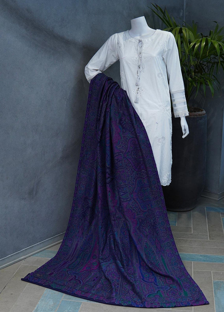 Sanaulla Exclusive Range  Jamawar  Shawls MAMA-42 Blue-5 - Pashmina Shawls