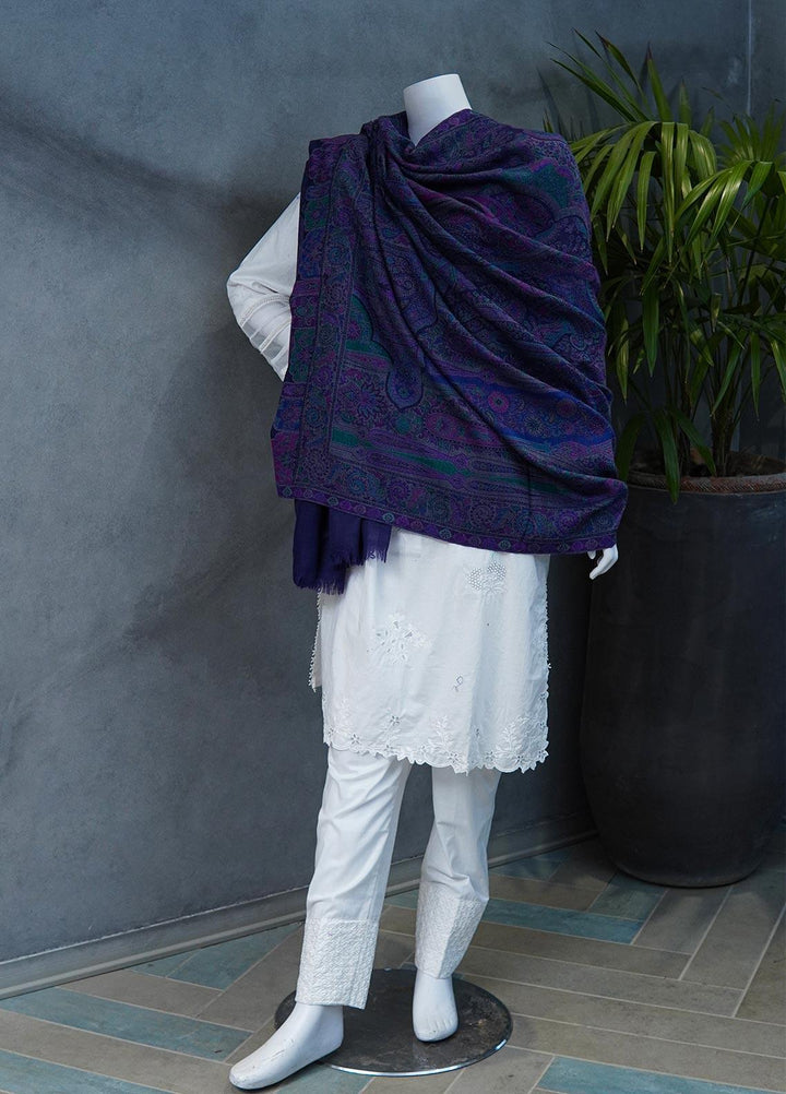 Sanaulla Exclusive Range  Jamawar  Shawls MAMA-42 Blue-5 - Pashmina Shawls