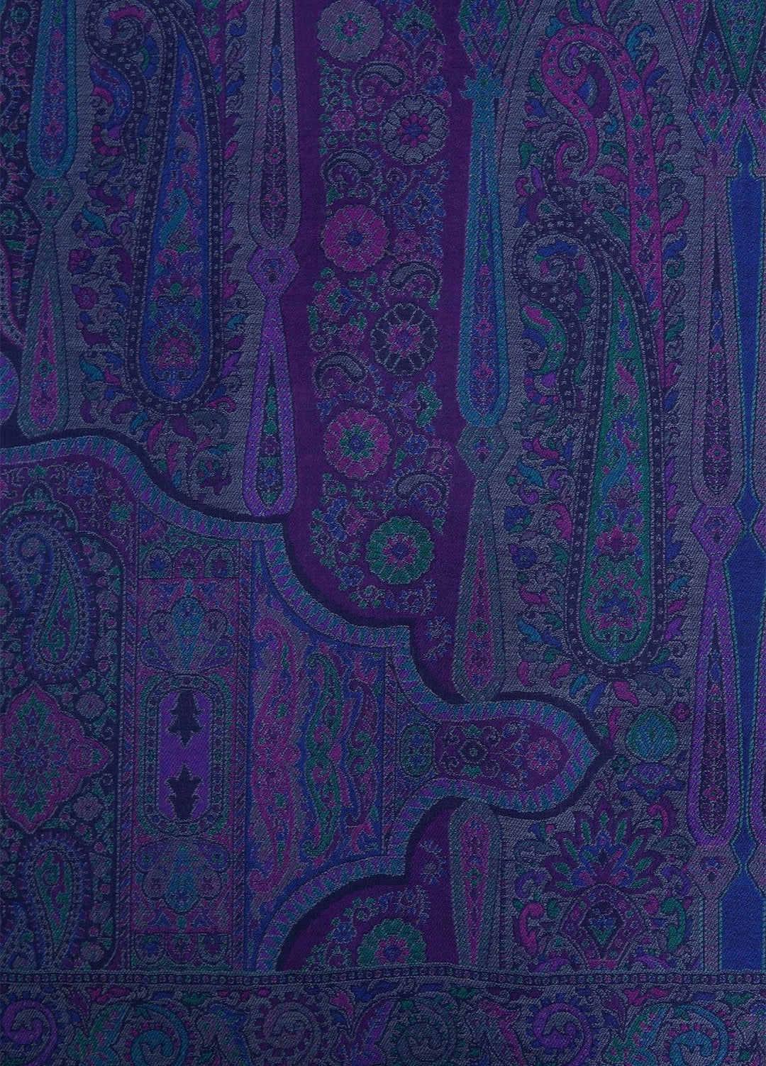 Sanaulla Exclusive Range  Jamawar  Shawls MAMA-42 Blue-5 - Pashmina Shawls