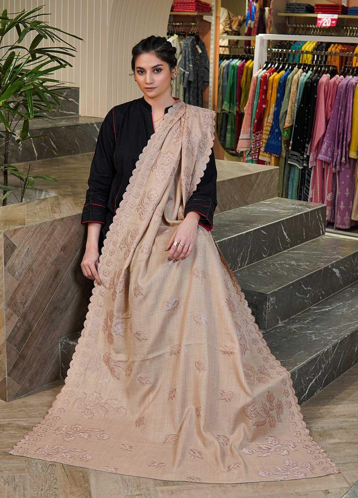 Sanaulla Exclusive Range  Pashmina  Shawls MAMA-49 Fawn-2 - Pashmina Shawls