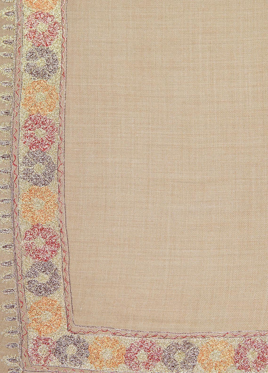 Sanaulla Exclusive Range  Pashmina  Shawls Tilla Neem Dour KPS-03 Brown - Pashmina Shawls