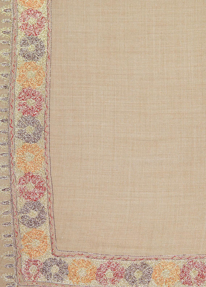 Sanaulla Exclusive Range  Pashmina  Shawls Tilla Neem Dour KPS-03 Brown - Pashmina Shawls