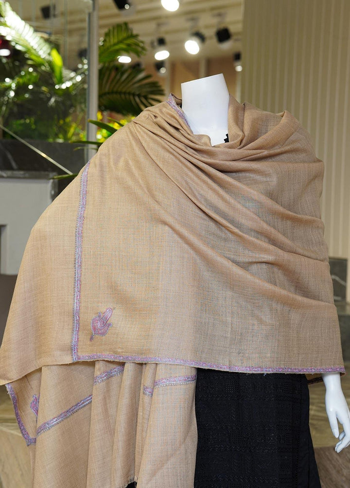 Sanaulla Exclusive Range  Pashmina  Shawls MAMA-15 Fawn-1 - Pashmina Shawls