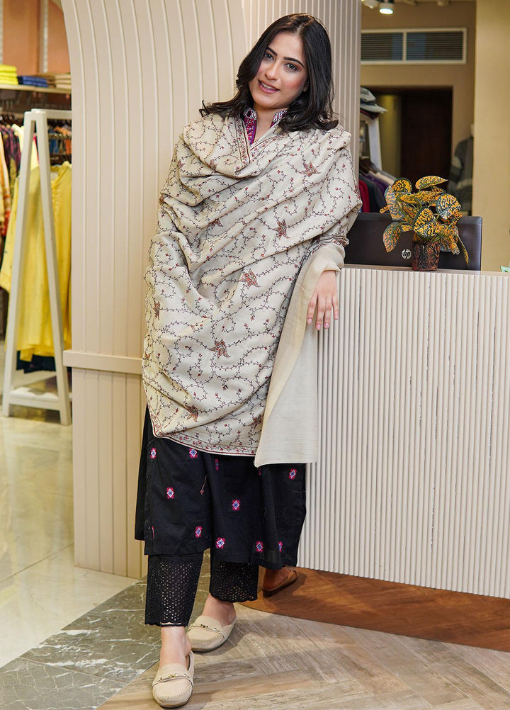 Sanaulla Exclusive Range  Pashmina  Shawls MAMA-17 Fawn-1 - Pashmina Shawls