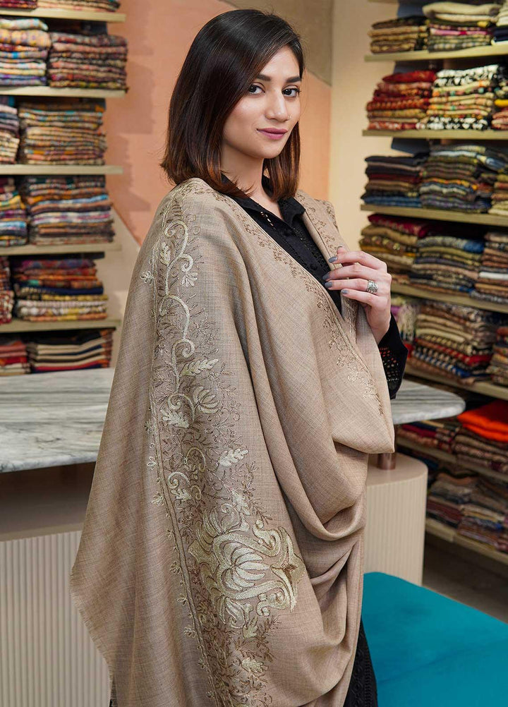 Sanaulla Exclusive Range  Pashmina  Shawls MAMA-53 Brown - Pashmina Shawls