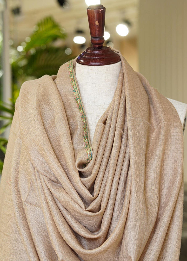 Sanaulla Exclusive Range  Pashmina  Shawls MAMA-15 Fawn-10 - Pashmina Shawls