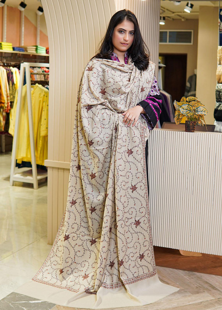 Sanaulla Exclusive Range  Pashmina  Shawls MAMA-17 Fawn-2 - Pashmina Shawls