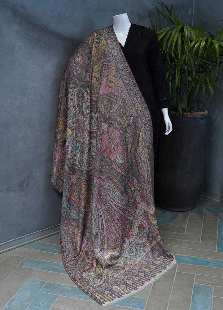 Sanaulla Exclusive Range  Jamawar  Shawls MAMA-42 Grey-2 - Pashmina Shawls