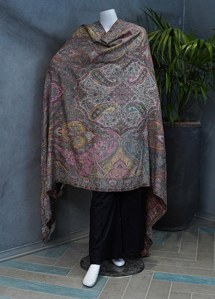 Sanaulla Exclusive Range  Jamawar  Shawls MAMA-42 Grey-2 - Pashmina Shawls