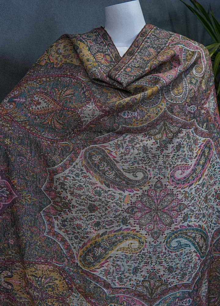 Sanaulla Exclusive Range  Jamawar  Shawls MAMA-42 Grey-2 - Pashmina Shawls