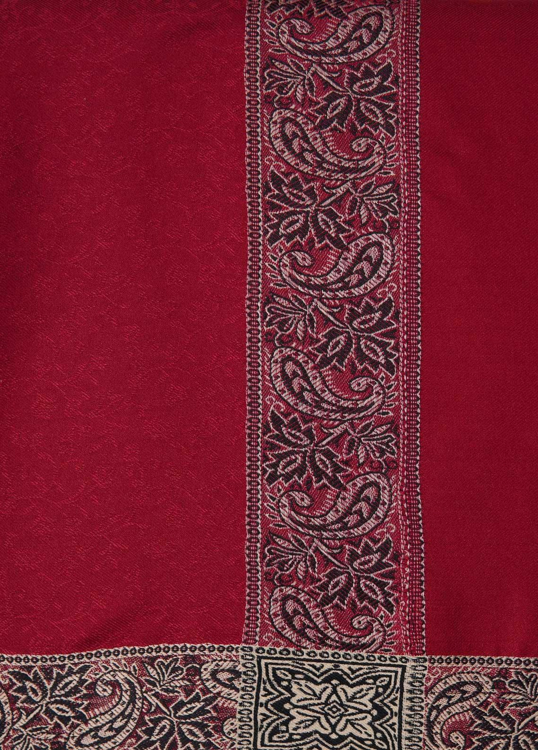 Sanaulla Exclusive Range  Pashmina  Shawls Self Patti Acrylic KPS-06 Red - Pashmina Shawls