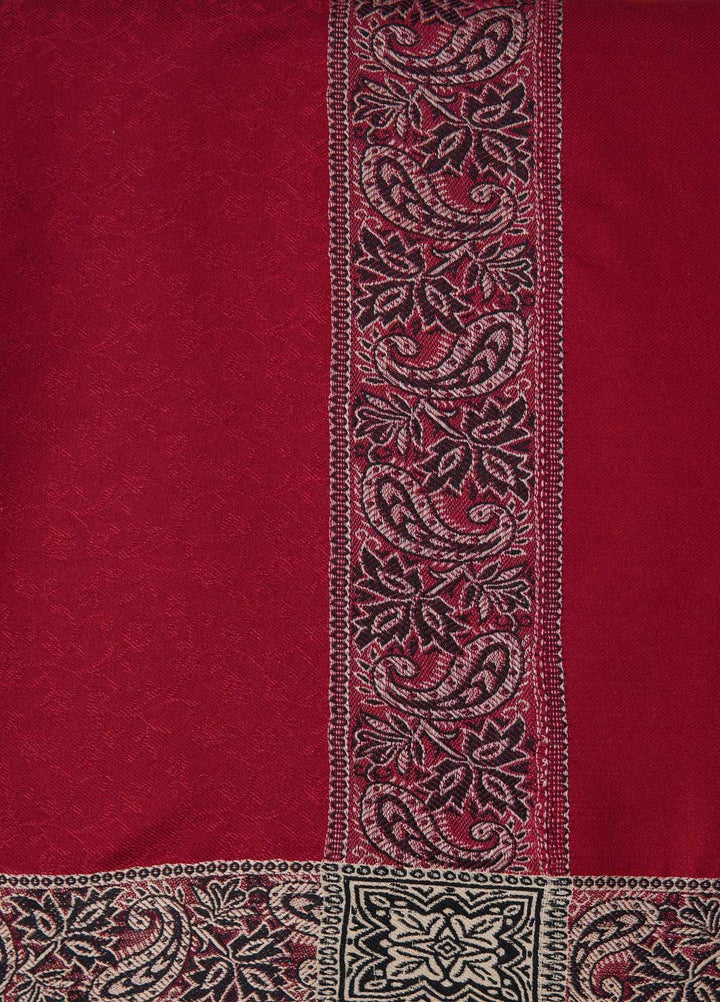 Sanaulla Exclusive Range  Pashmina  Shawls Self Patti Acrylic KPS-06 Red - Pashmina Shawls