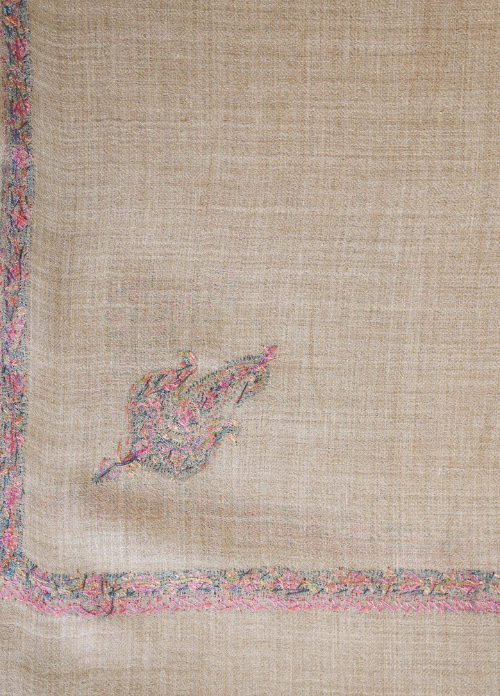 Sanaulla Exclusive Range  Pashmina  Shawls MAMA-15 Fawn-3 - Pashmina Shawls