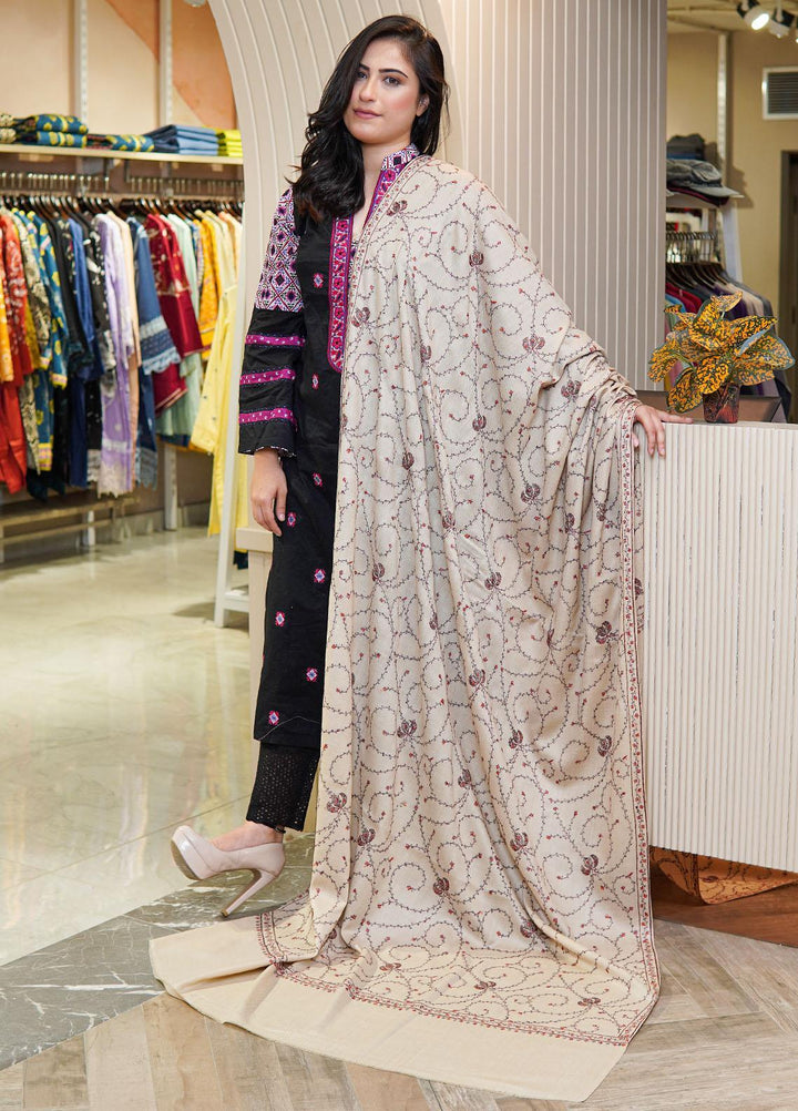 Sanaulla Exclusive Range  Pashmina  Shawls MAMA-17 Fawn-3 - Pashmina Shawls