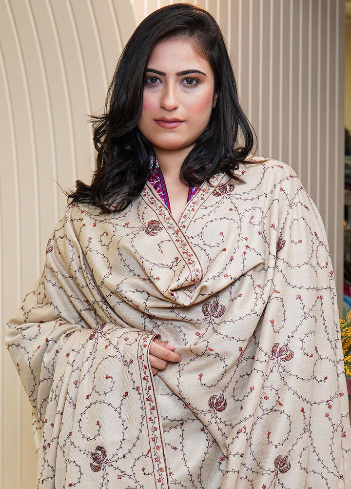 Sanaulla Exclusive Range  Pashmina  Shawls MAMA-17 Fawn-3 - Pashmina Shawls