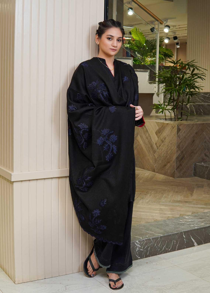 Sanaulla Exclusive Range  Pashmina  Shawls MAMA-49 Black - Pashmina Shawls