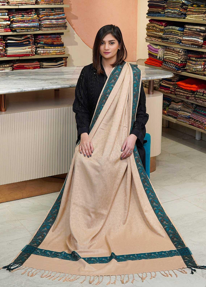 Sanaulla Exclusive Range  Pashmina  Shawls Self Patti Acrylic KPS-06 Fawn03 - Pashmina Shawls