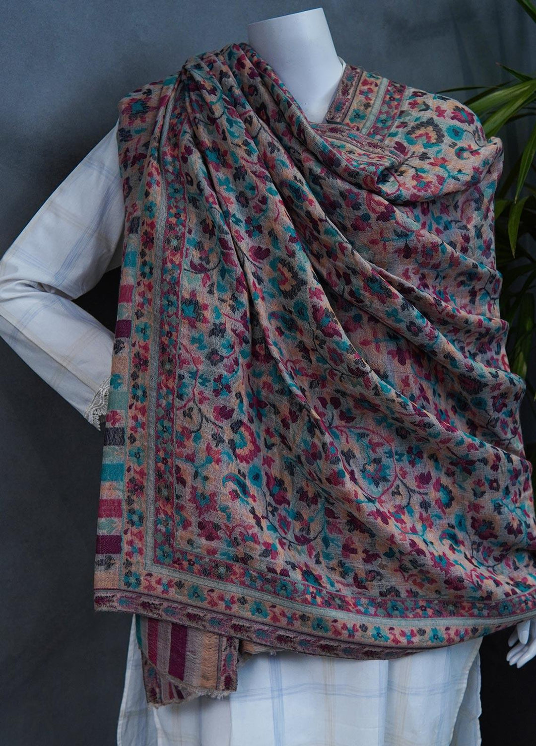 Sanaulla Exclusive Range  Pashmina  Shawls MAMA-10 Multi-3 - Pashmina Shawls