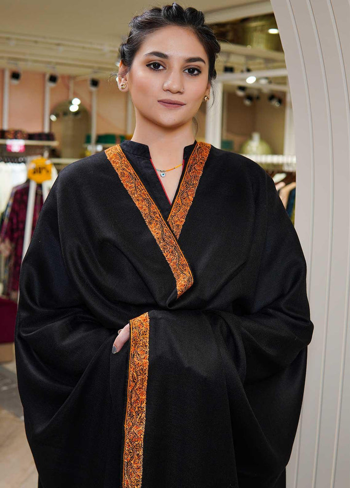 Sanaulla Exclusive Range  Pashmina  Shawls MAMA-18 Black-2 - Pashmina Shawls