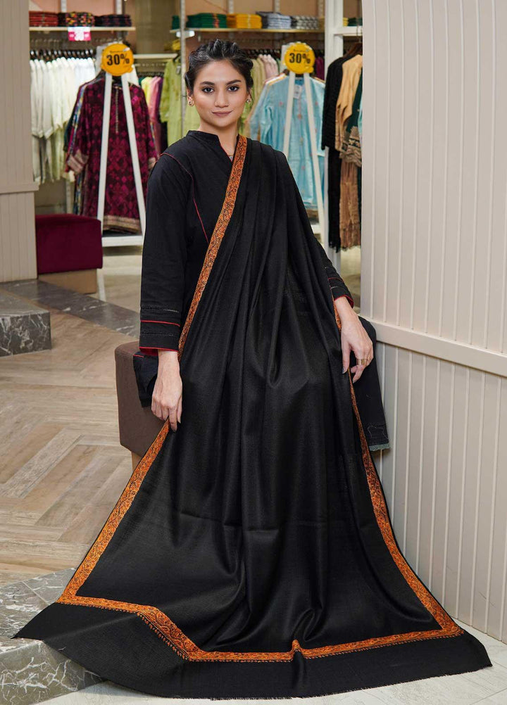 Sanaulla Exclusive Range  Pashmina  Shawls MAMA-18 Black-2 - Pashmina Shawls