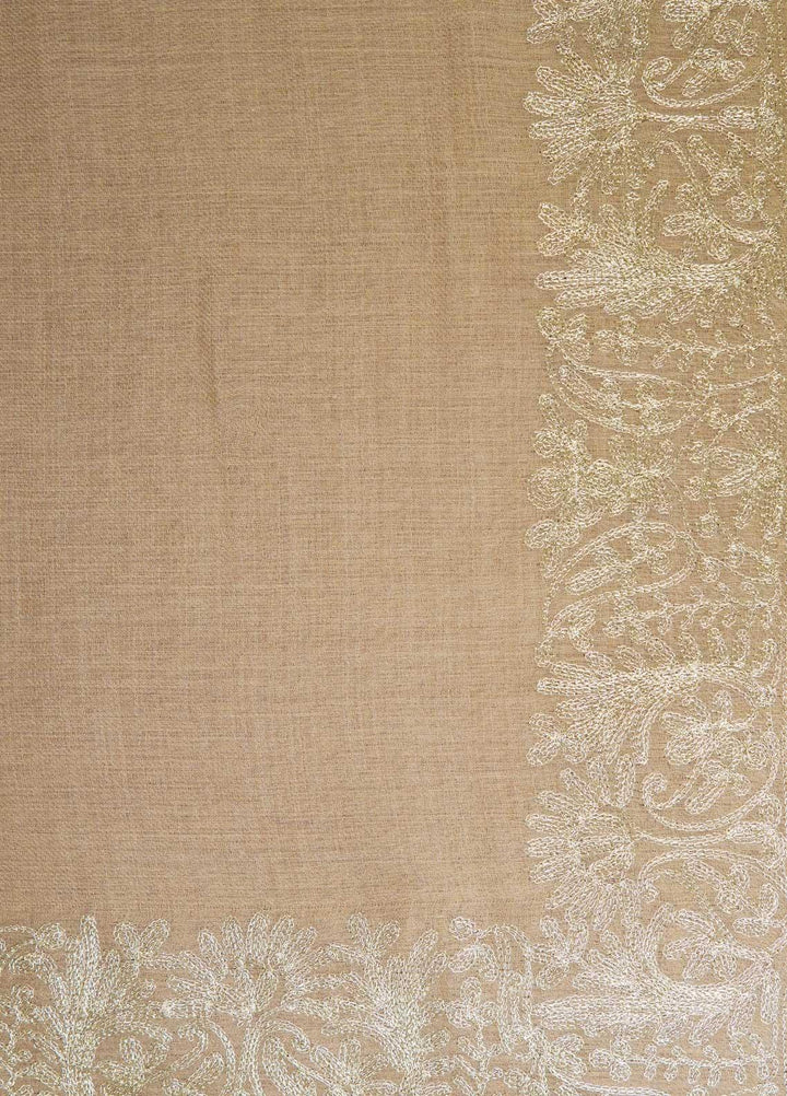 Sanaulla Exclusive Range  Pashmina  Shawls MAMA-25 Fawn-3 - Pashmina Shawls